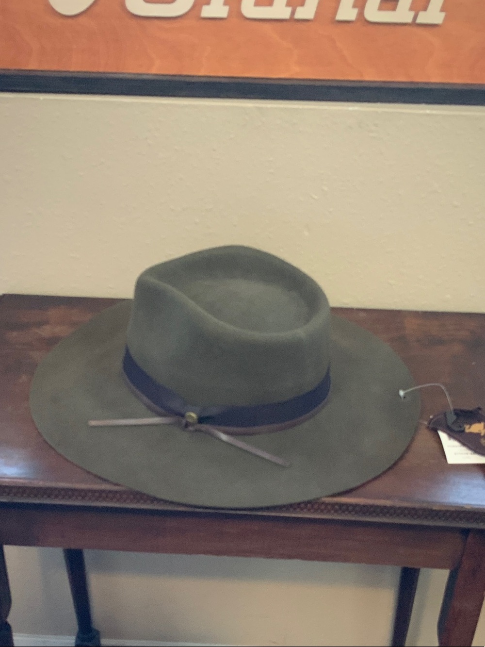 Peter Grimm Olive Felt Fedora with BROWN Accent